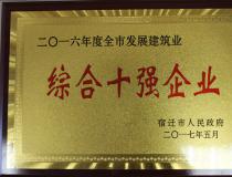 二〇一六年度全市發(fā)展建筑業(yè)綜合十強企業(yè)